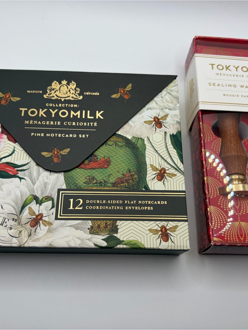TOKYOMILK Floral Notecard Set with Sealing Wax Kit - Black, Green, Gold Accents - Picture 2 of 2